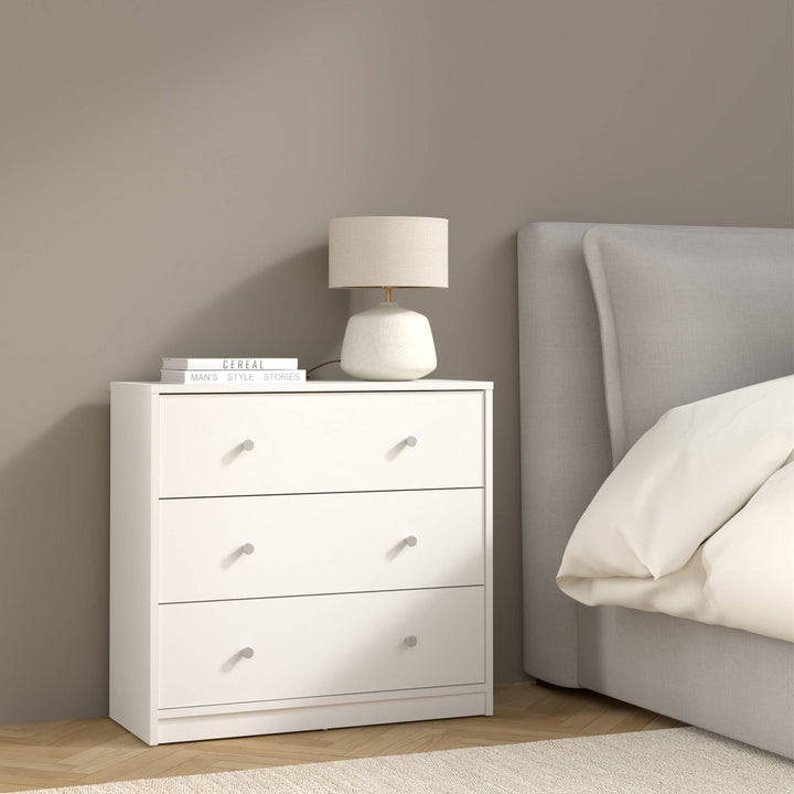 May Chest of 3 Drawers in White - TidySpaces