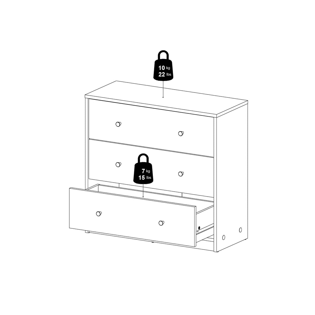 May Chest of 3 Drawers in White - TidySpaces