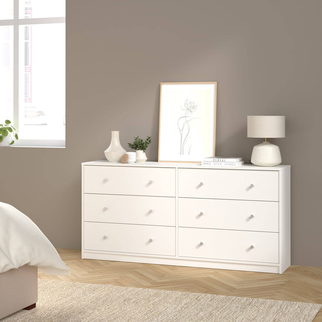 May Chest of 6 Drawers (3+3) in White - TidySpaces