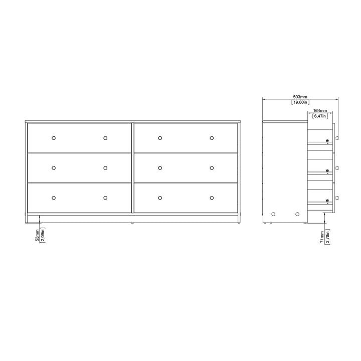 May Chest of 6 Drawers (3+3) in White - TidySpaces