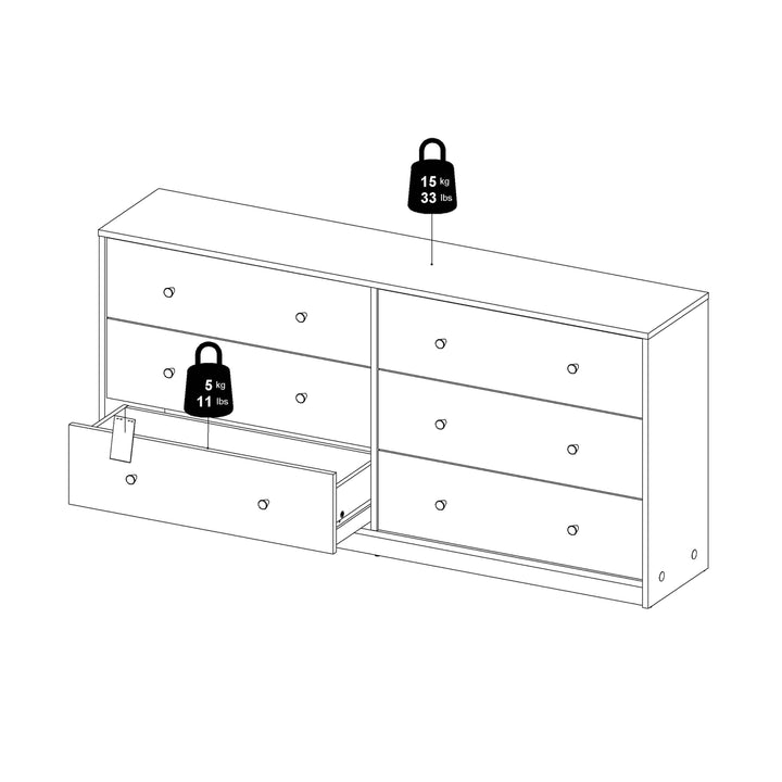 May Chest of 6 Drawers (3+3) in White - TidySpaces