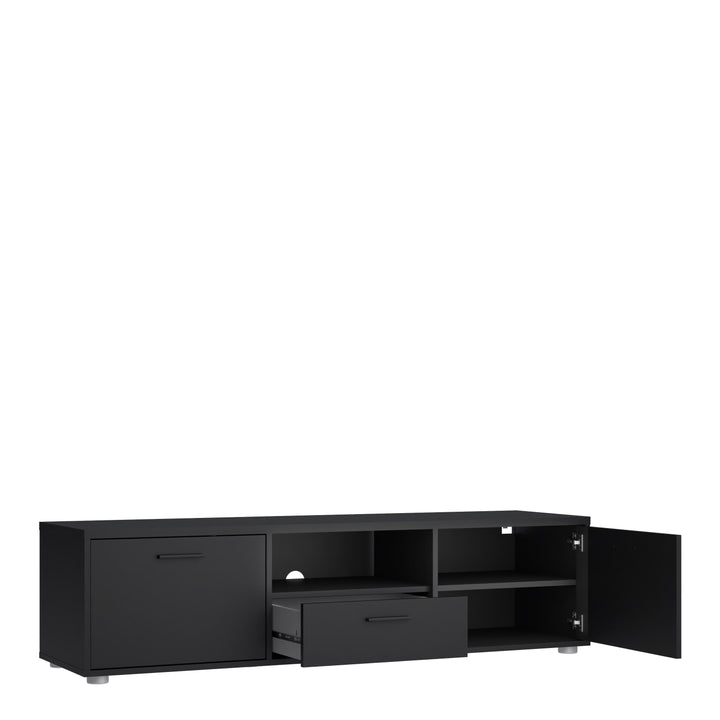 Media TV-unit with 2 doors + 1 drawer 147 cm Black - TidySpaces