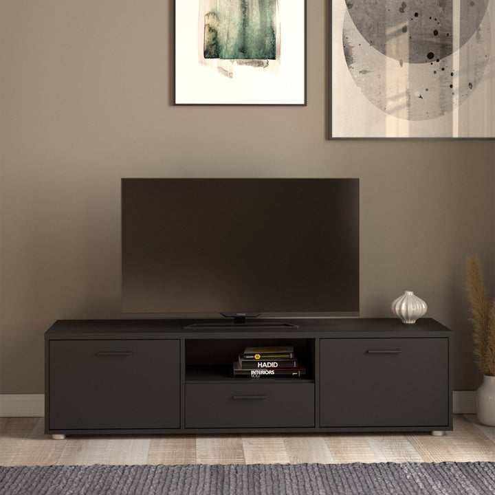 Media TV-unit with 2 doors + 1 drawer 147 cm Black - TidySpaces