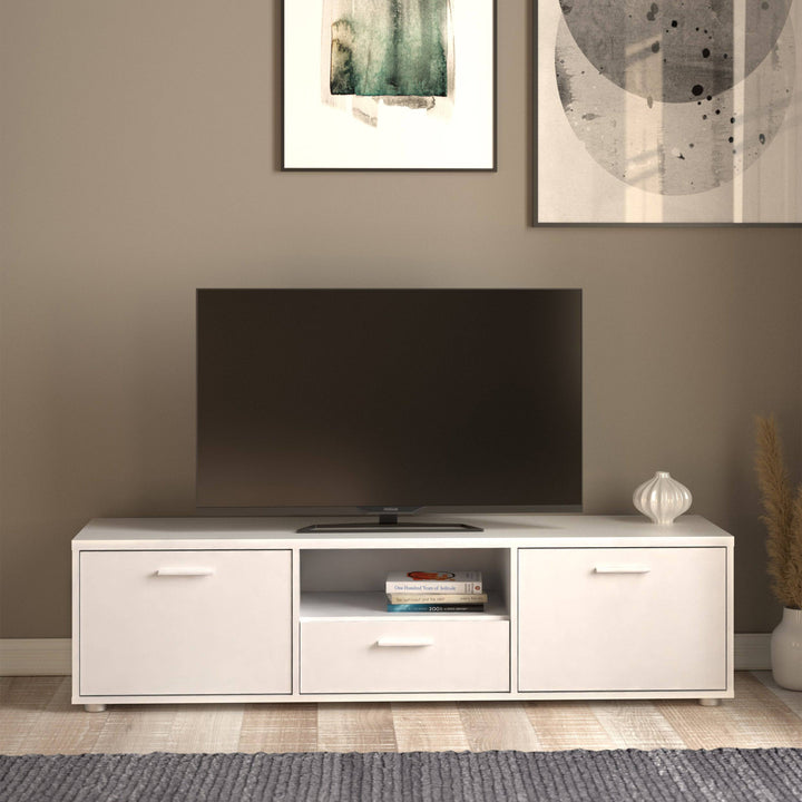 Media TV-unit with 2 doors + 1 drawer 147 cm White - TidySpaces