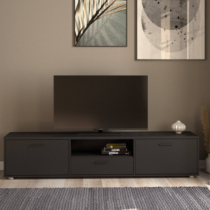 Media TV-unit with 2 doors + 1 drawer 177 cm Black - TidySpaces