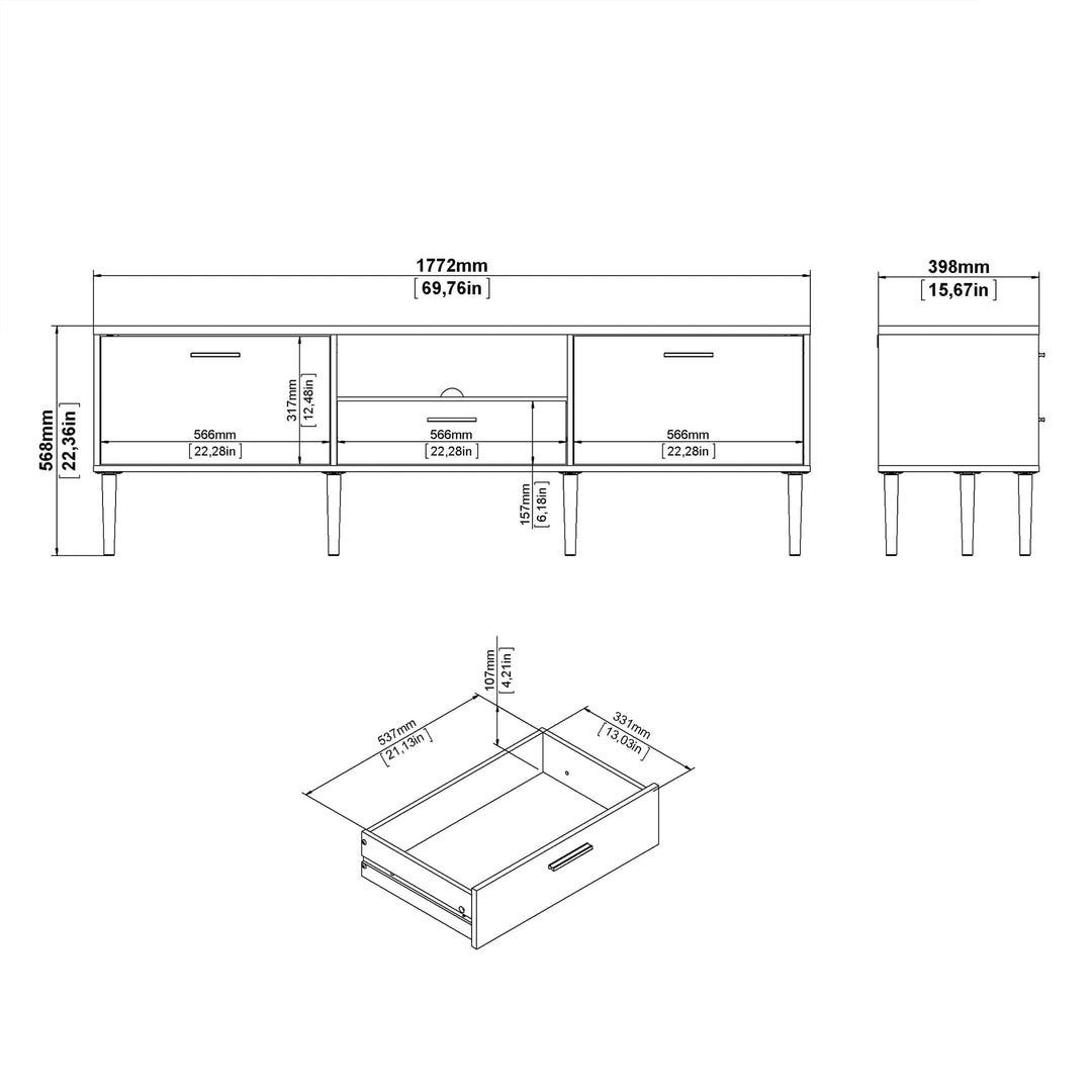 Media TV-Unit with 2 Doors + 1 Drawer - TidySpaces