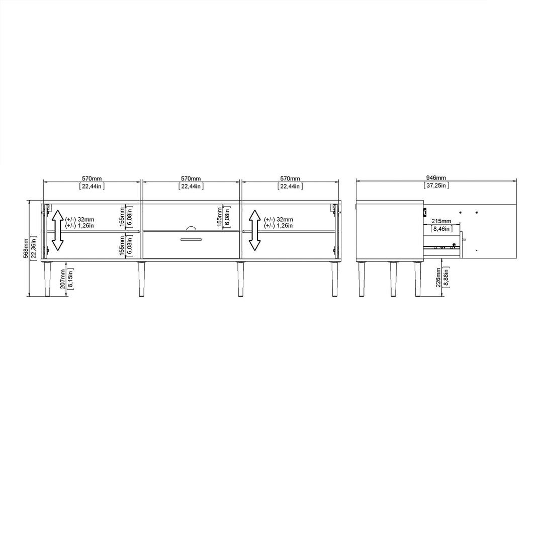 Media TV-Unit with 2 Doors + 1 Drawer - TidySpaces