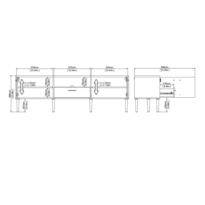 Media TV-Unit with 2 Doors + 1 Drawer - TidySpaces