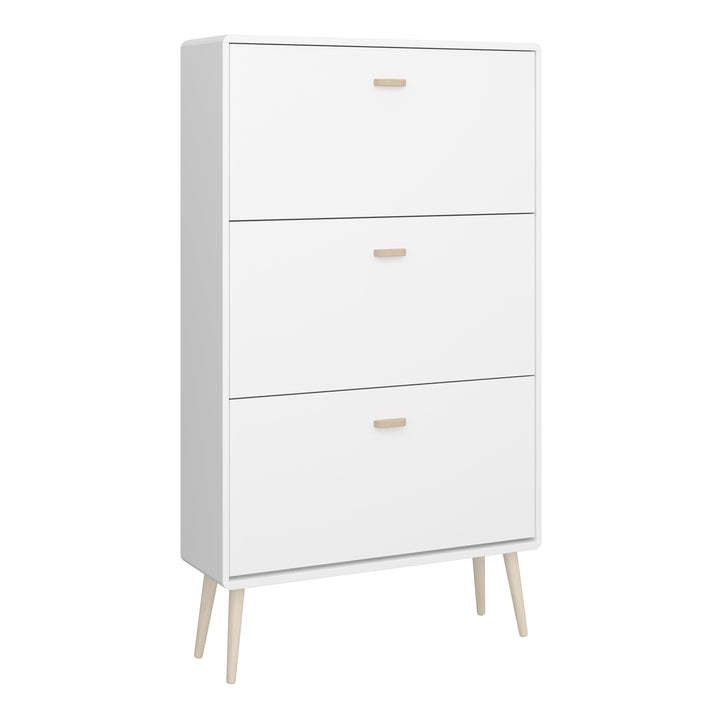 Mino Shoe Cabinet 3 Folding Doors, Pure White - TidySpaces