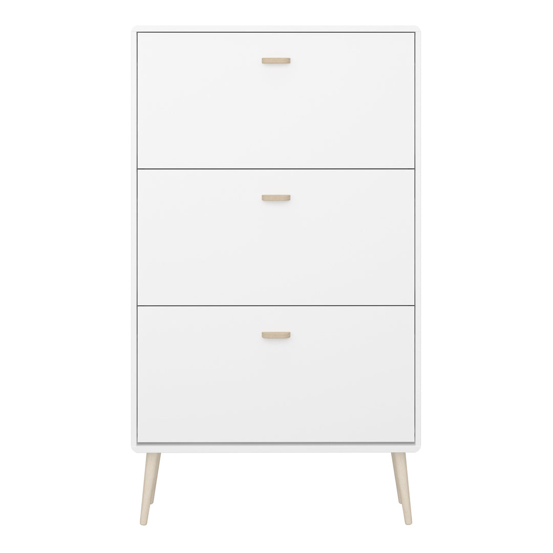 Mino Shoe Cabinet 3 Folding Doors, Pure White - TidySpaces