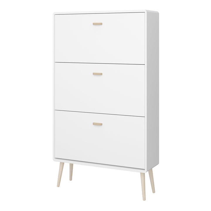 Mino Shoe Cabinet 3 Folding Doors, Pure White - TidySpaces