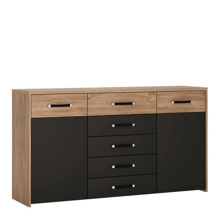 Monaco 2 door 5 drawer wide cupboard in Oak and Black - TidySpaces