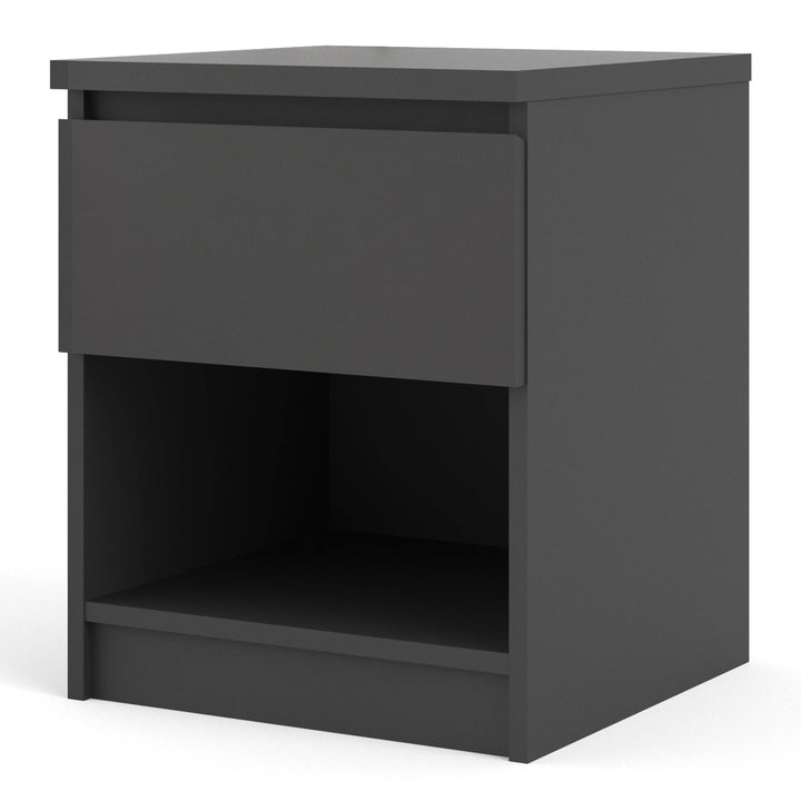 Naia Bedside 1 Drawer 1 Shelf in Black Matt - TidySpaces