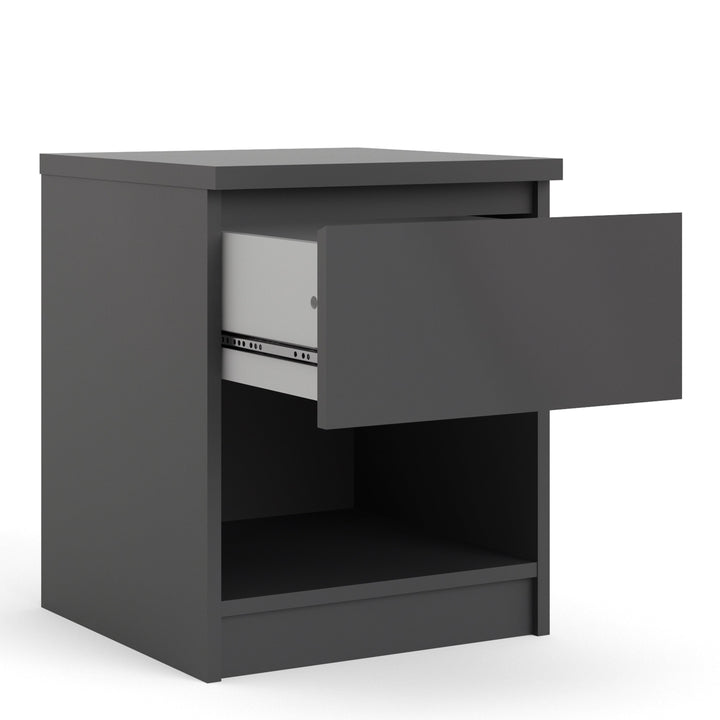 Naia Bedside 1 Drawer 1 Shelf in Black Matt - TidySpaces