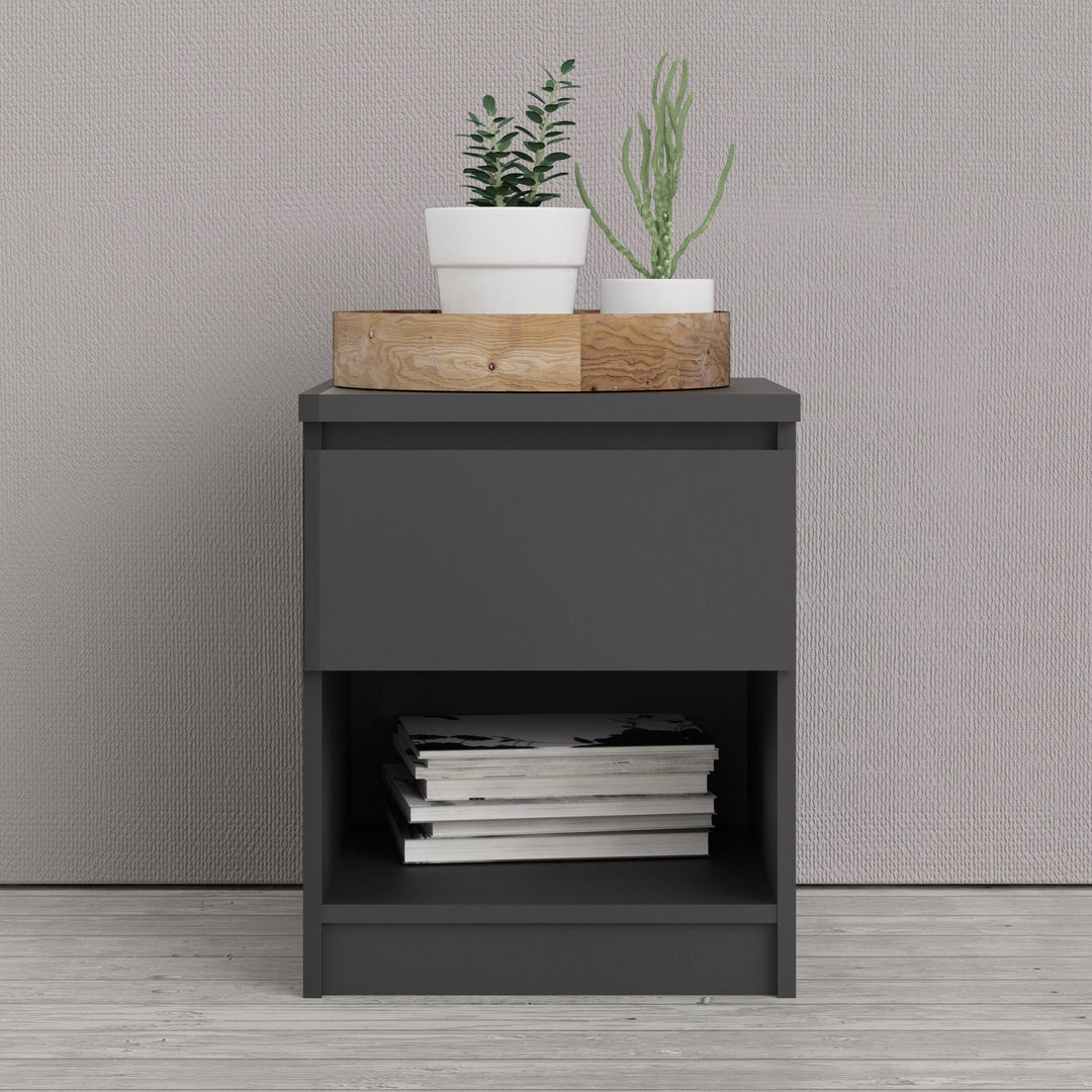 Naia Bedside 1 Drawer 1 Shelf in Black Matt - TidySpaces