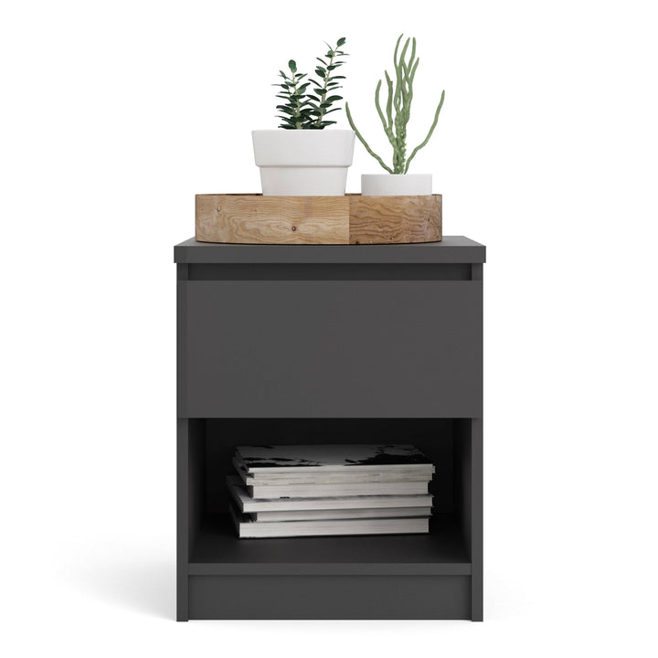 Naia Bedside 1 Drawer 1 Shelf in Black Matt - TidySpaces