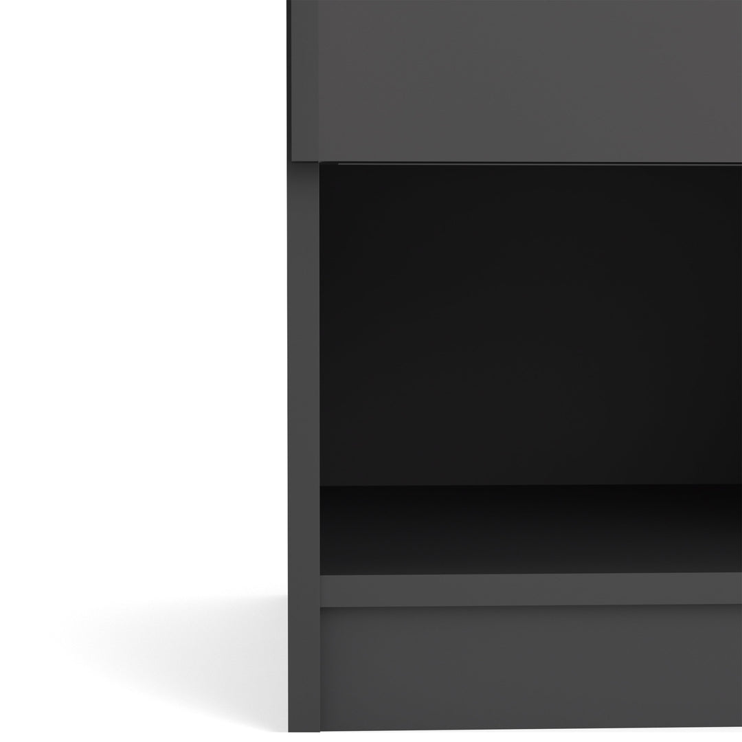 Naia Bedside 1 Drawer 1 Shelf in Black Matt - TidySpaces