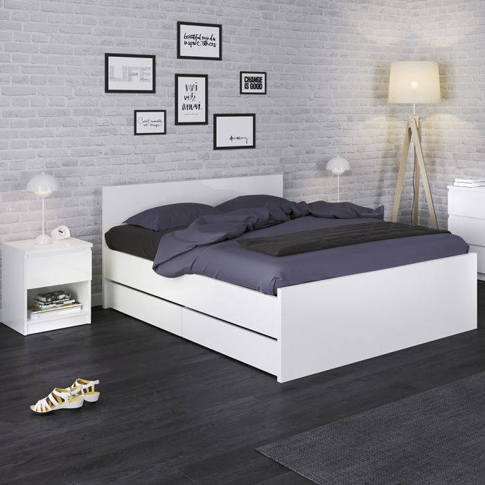 Naia Bedside 1 Drawer 1 Shelf in White High Gloss - TidySpaces