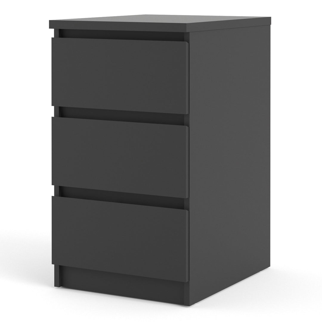 Naia Bedside 3 Drawers in Black Matt - TidySpaces