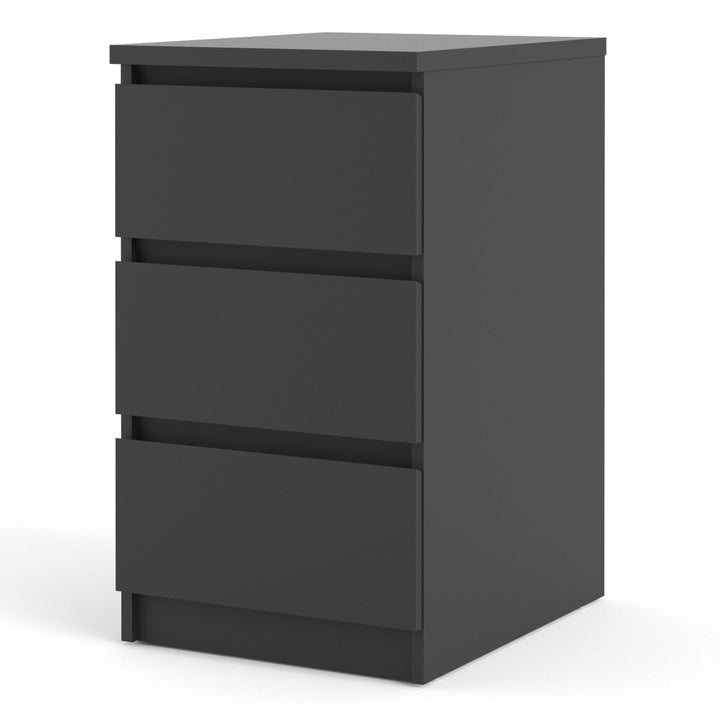 Naia Bedside 3 Drawers in Black Matt - TidySpaces