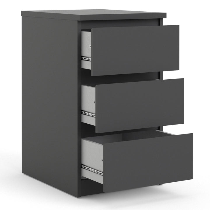 Naia Bedside 3 Drawers in Black Matt - TidySpaces