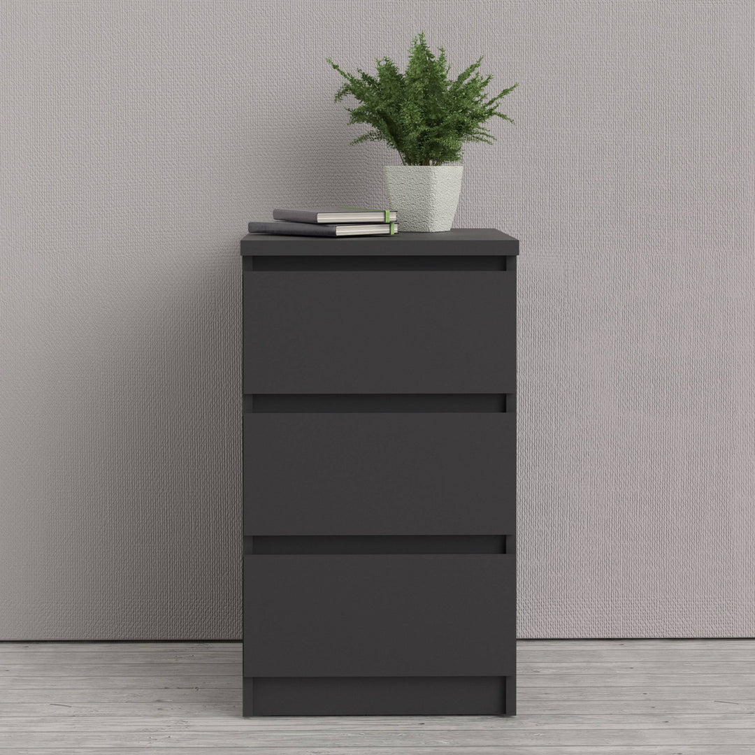 Naia Bedside 3 Drawers in Black Matt - TidySpaces