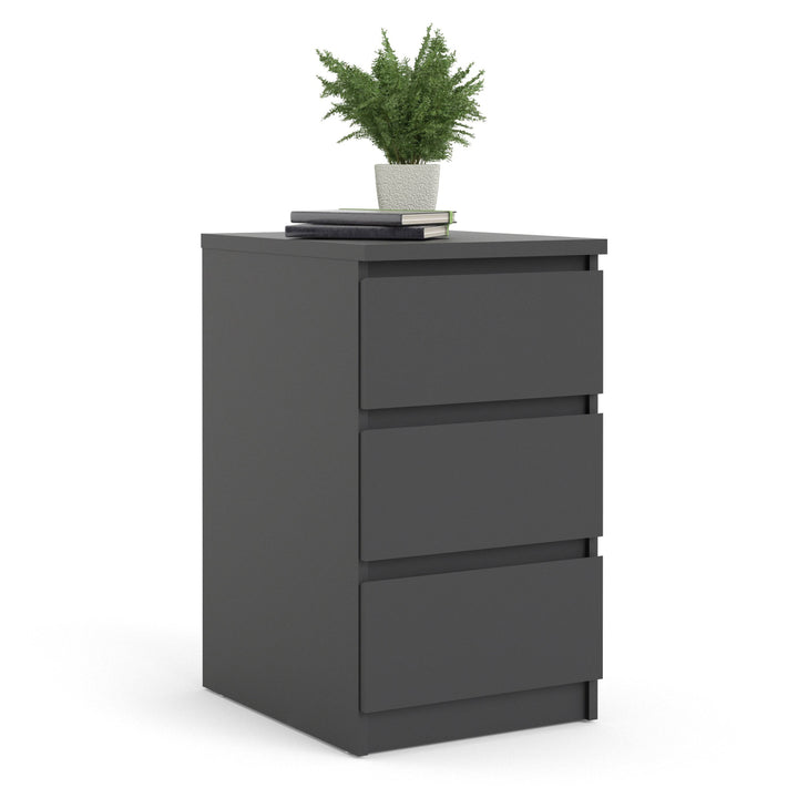 Naia Bedside 3 Drawers in Black Matt - TidySpaces