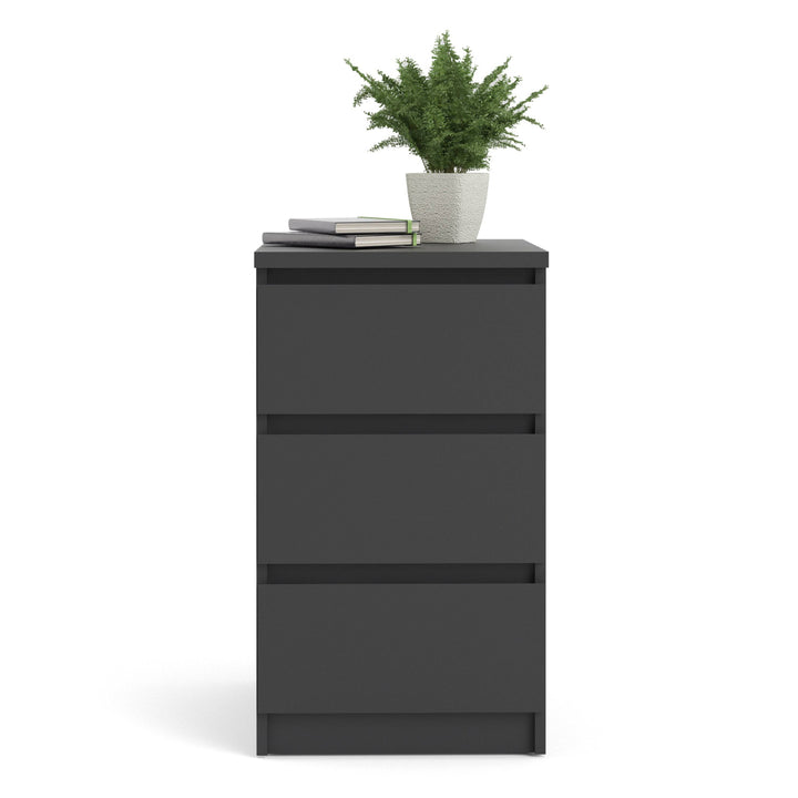 Naia Bedside 3 Drawers in Black Matt - TidySpaces