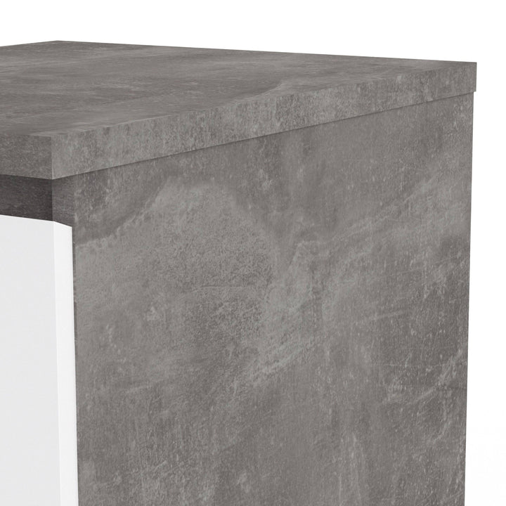 Naia Bedside 3 Drawers in Concrete and White High Gloss - TidySpaces