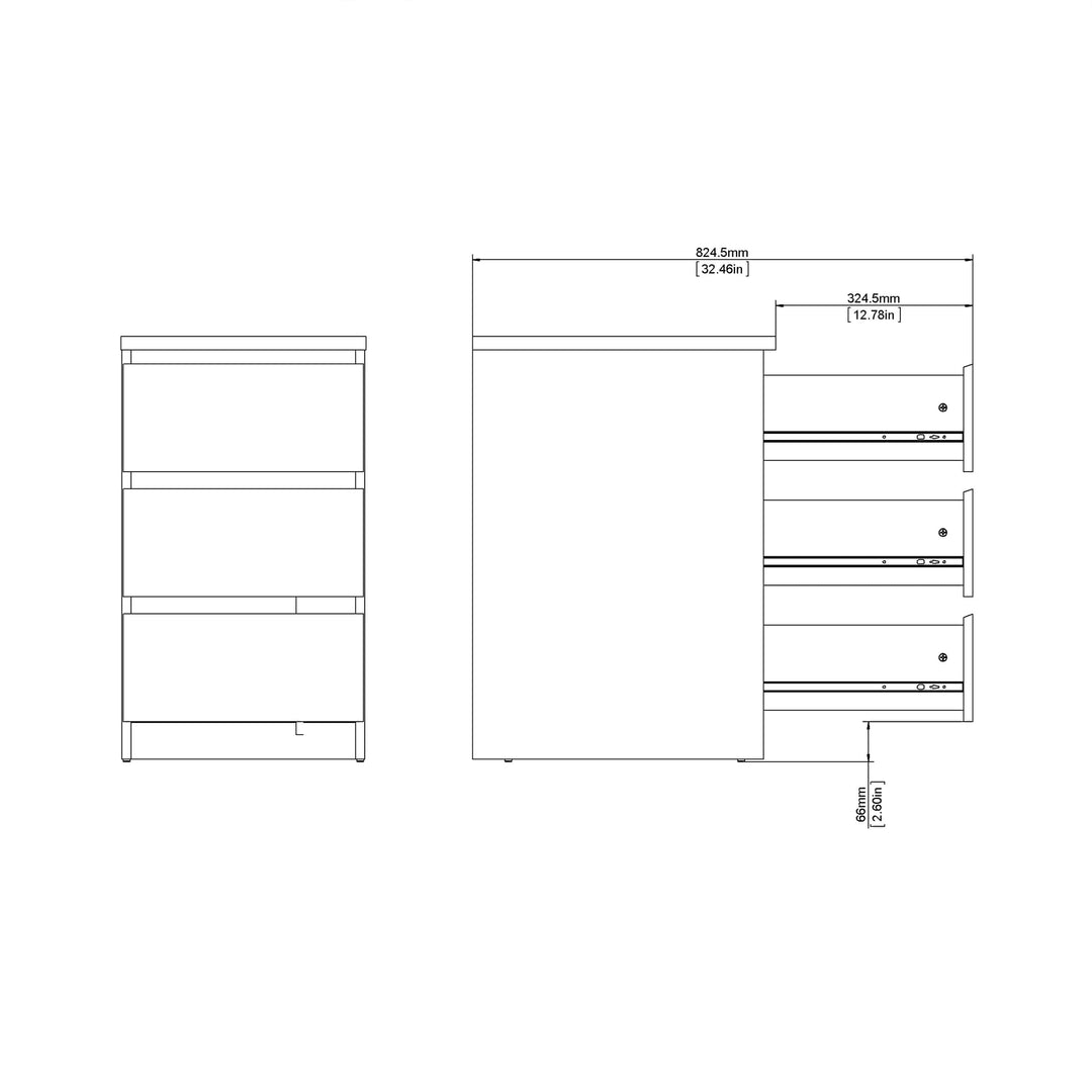 Naia Bedside 3 Drawers in Jackson Hickory Oak - TidySpaces