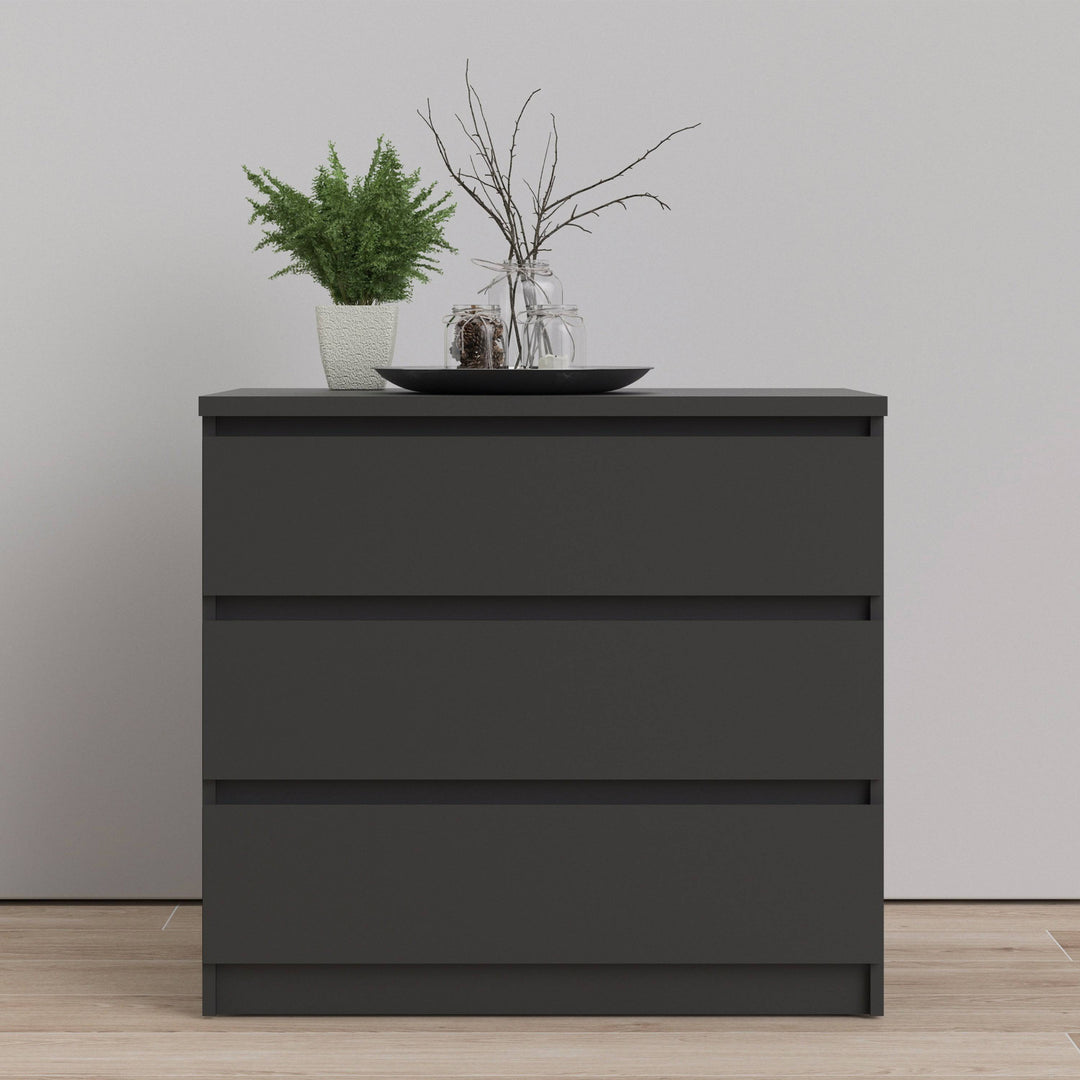 Naia Chest of 3 Drawers in Black Matt - TidySpaces