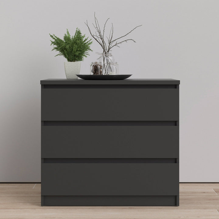 Naia Chest of 3 Drawers in Black Matt - TidySpaces