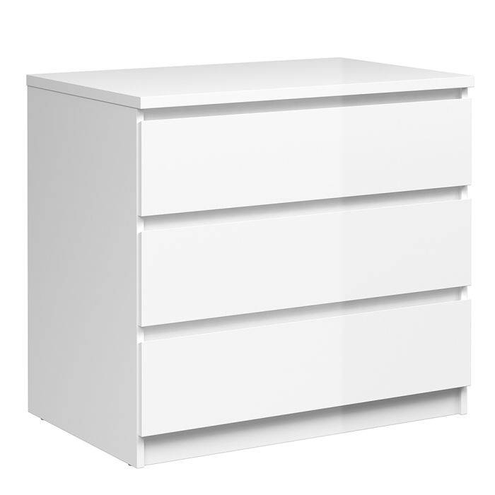 Naia Chest of 3 Drawers in White High Gloss - TidySpaces