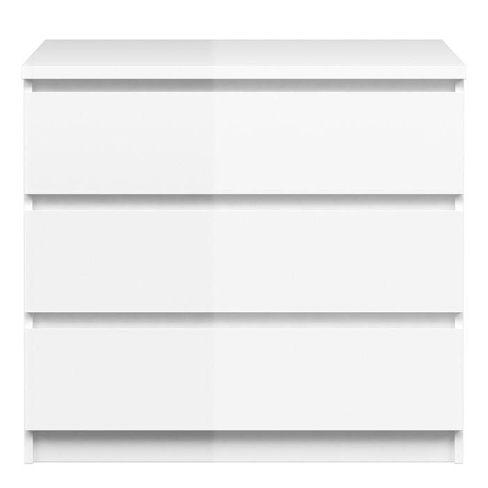 Naia Chest of 3 Drawers in White High Gloss - TidySpaces