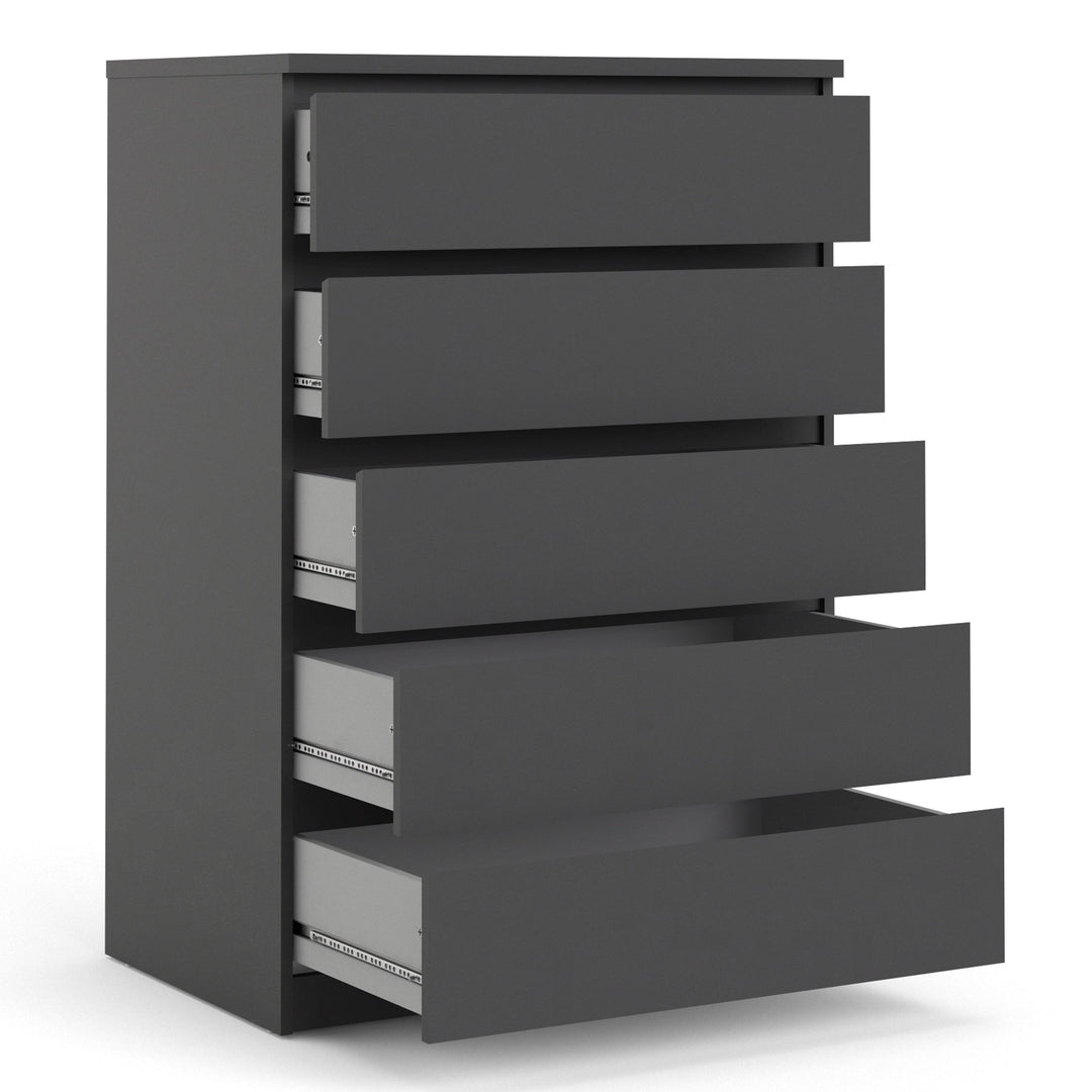 Naia Chest of 5 Drawers in Black Matt - TidySpaces