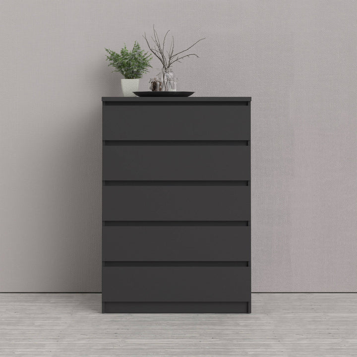 Naia Chest of 5 Drawers in Black Matt - TidySpaces