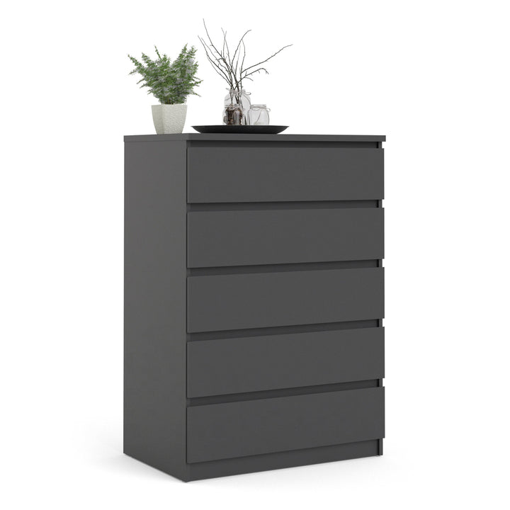 Naia Chest of 5 Drawers in Black Matt - TidySpaces