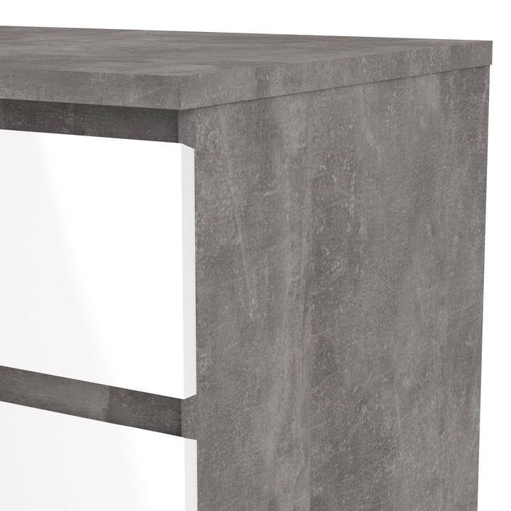 Naia Chest of 5 Drawers in Concrete and White High Gloss - TidySpaces