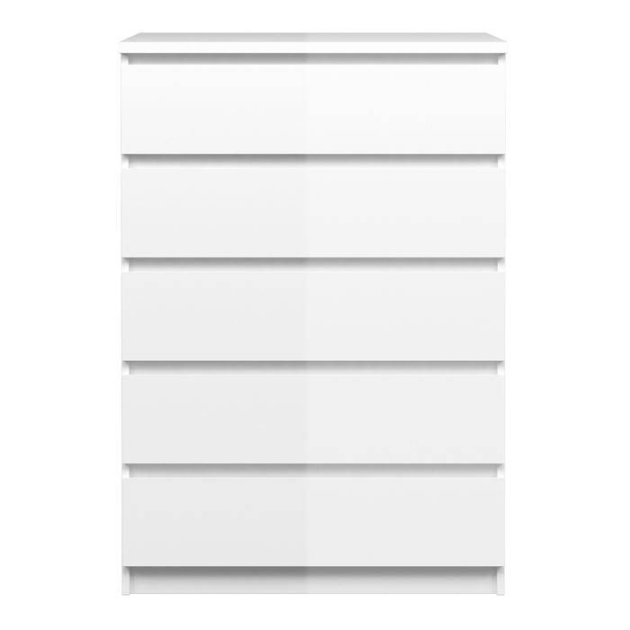 Naia Chest of 5 Drawers in White High Gloss - TidySpaces