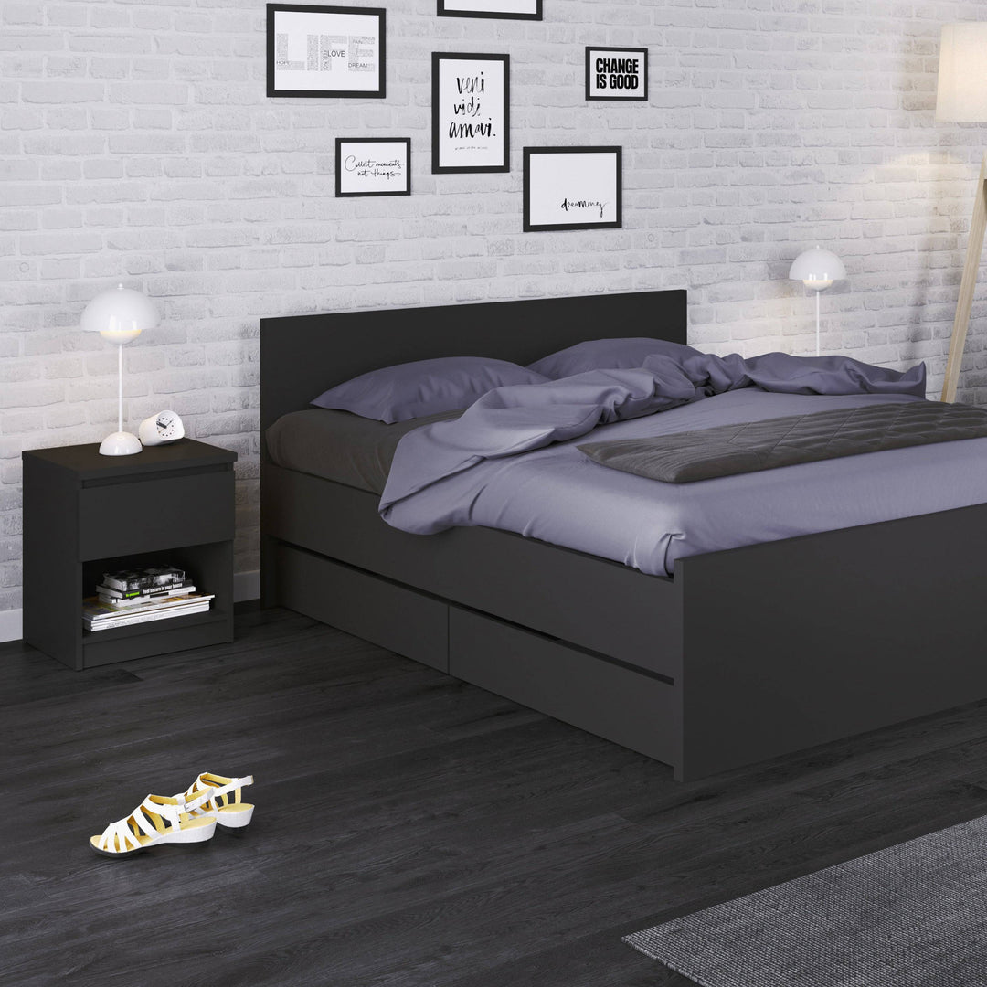 Naia Double Bed 4ft6 (140 x 190) in Black Matt - TidySpaces