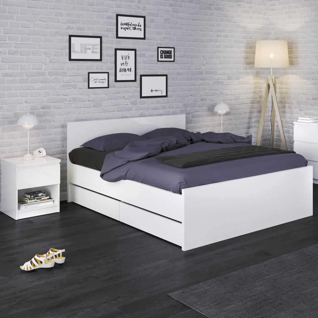 Naia Double Bed 4ft6 (140 x 190) in White High Gloss - TidySpaces