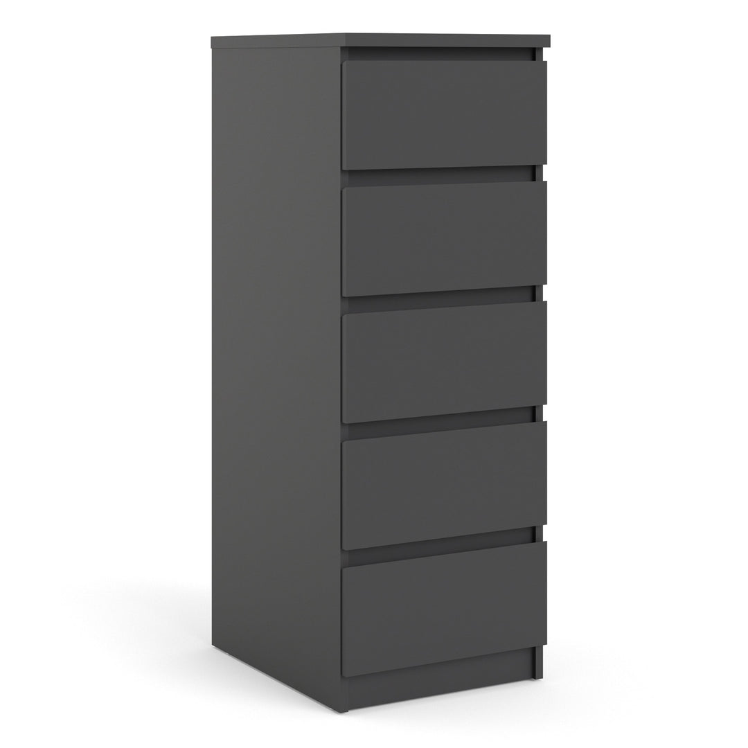 Naia Narrow Chest of 5 Drawers in Black Matt - TidySpaces