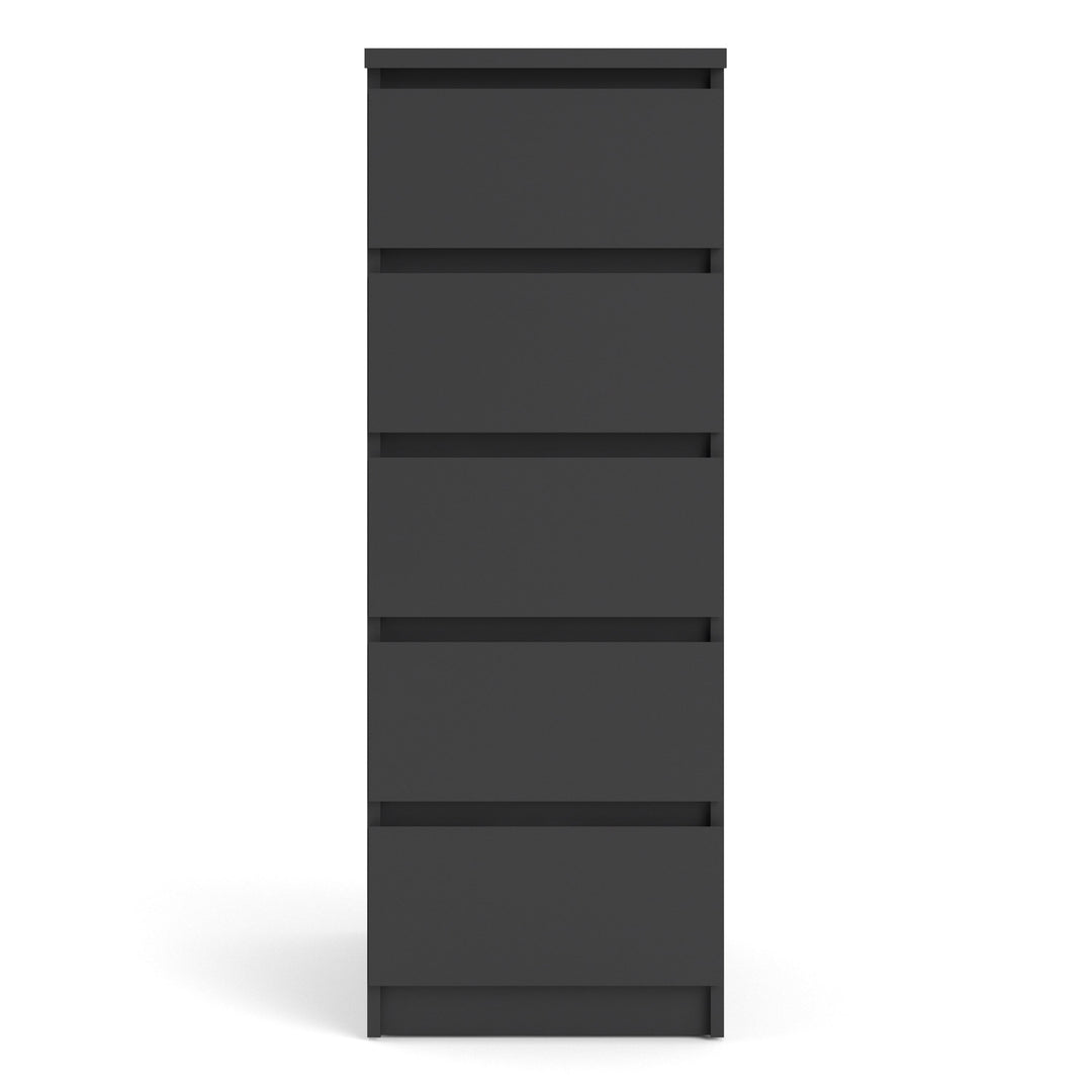 Naia Narrow Chest of 5 Drawers in Black Matt - TidySpaces