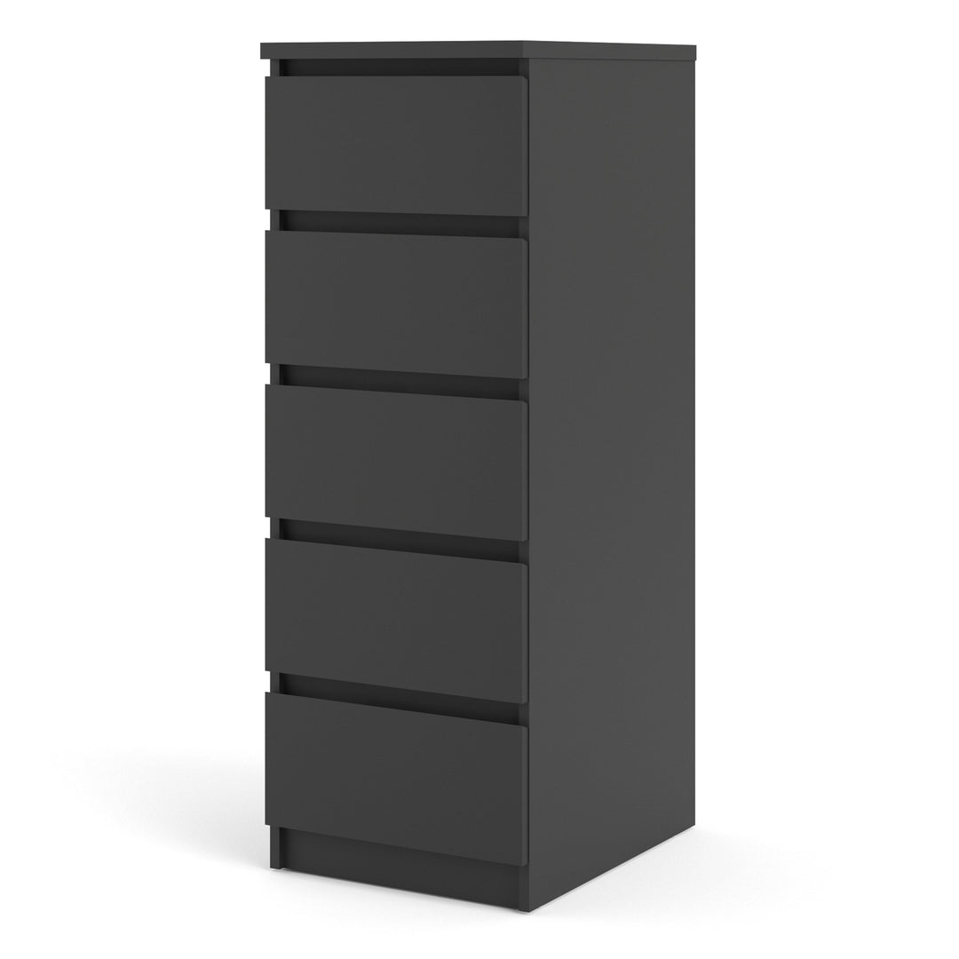 Naia Narrow Chest of 5 Drawers in Black Matt - TidySpaces