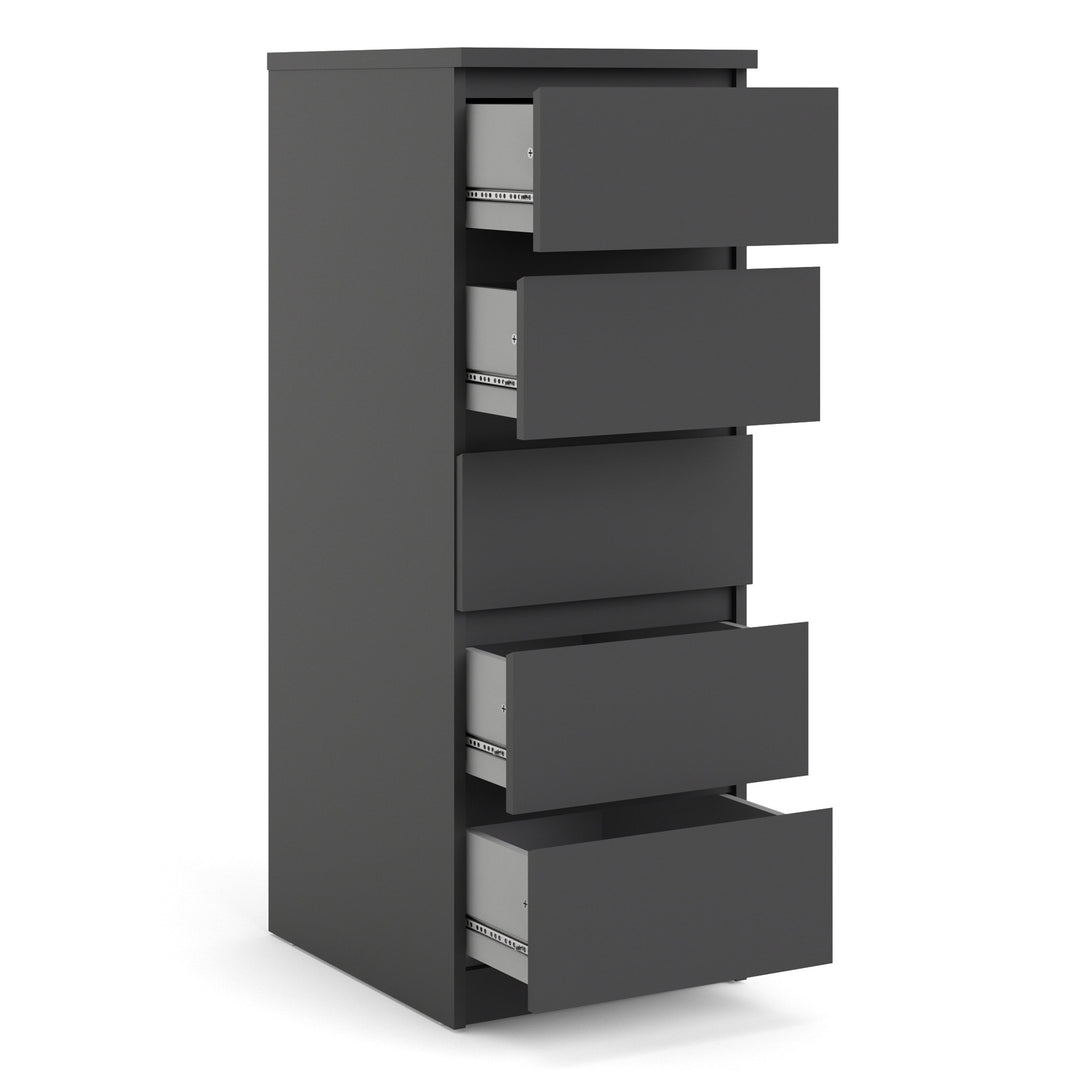 Naia Narrow Chest of 5 Drawers in Black Matt - TidySpaces