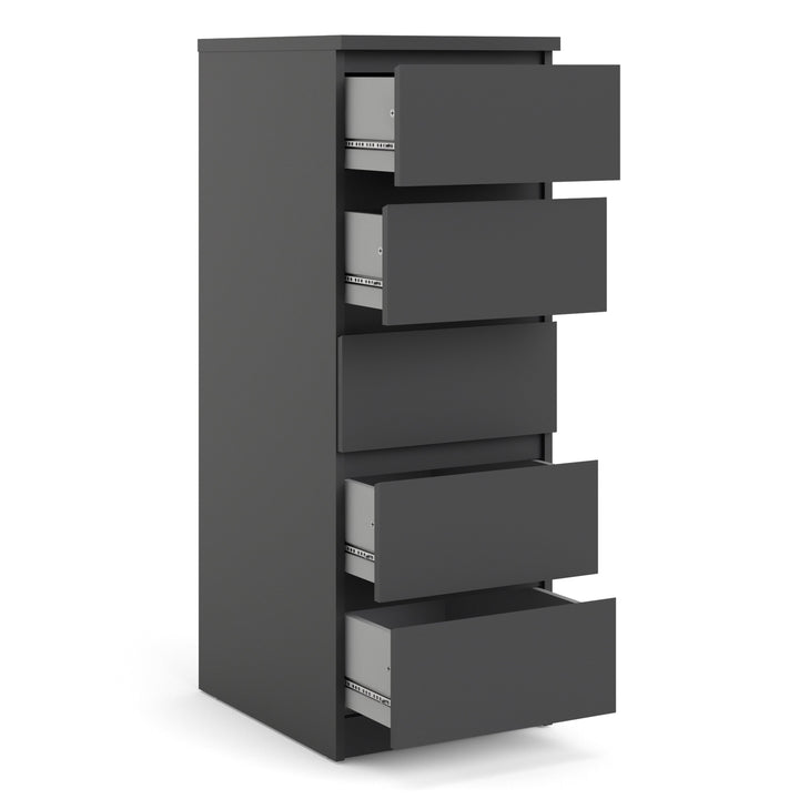 Naia Narrow Chest of 5 Drawers in Black Matt - TidySpaces