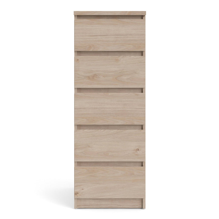 Naia Narrow Chest of 5 Drawers in Jackson Hickory Oak - TidySpaces