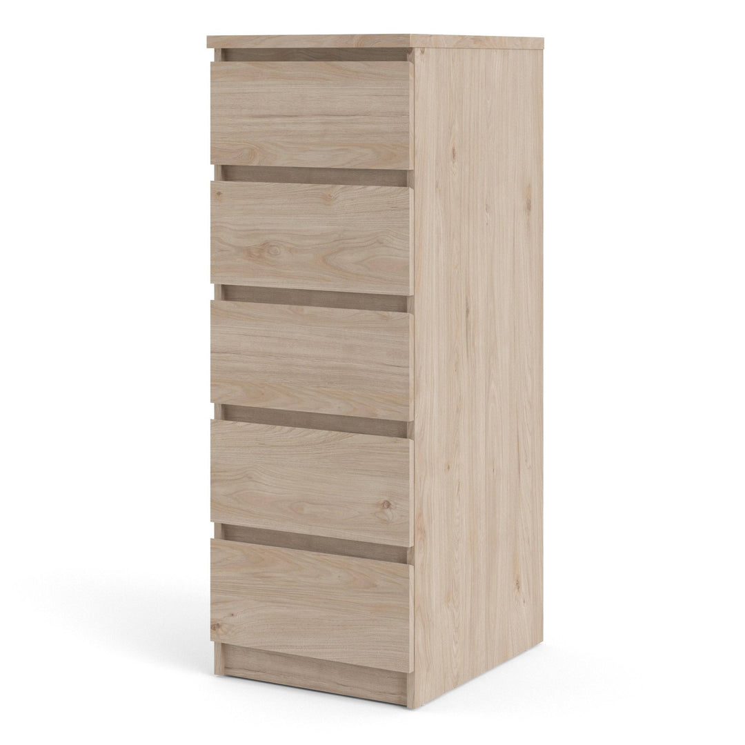 Naia Narrow Chest of 5 Drawers in Jackson Hickory Oak - TidySpaces