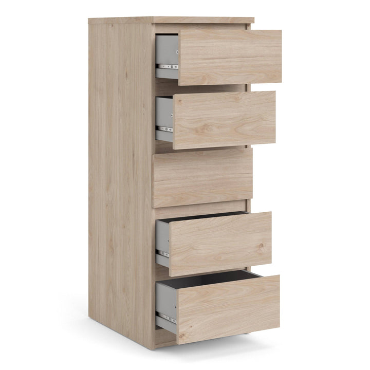 Naia Narrow Chest of 5 Drawers in Jackson Hickory Oak - TidySpaces