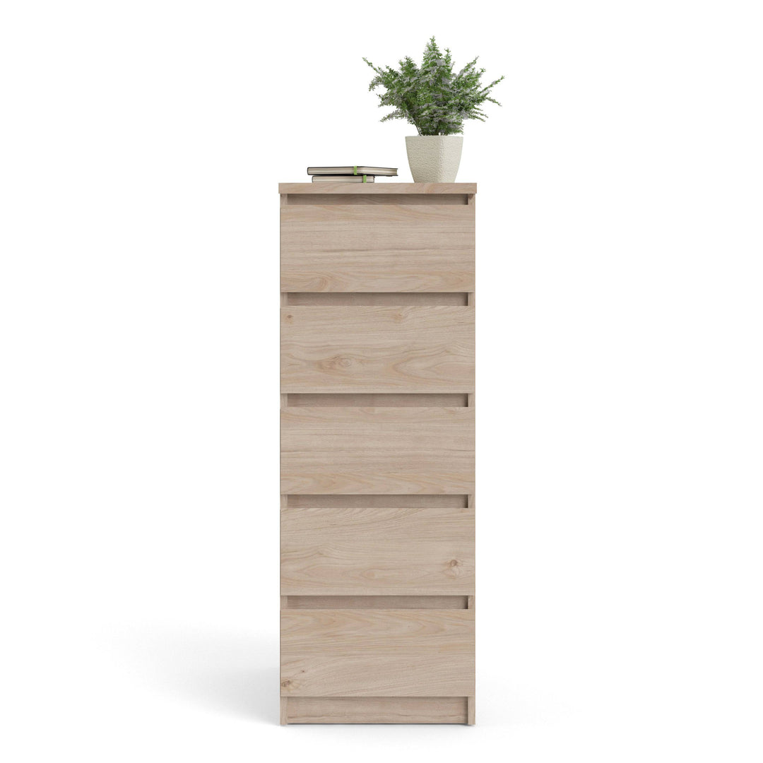 Naia Narrow Chest of 5 Drawers in Jackson Hickory Oak - TidySpaces